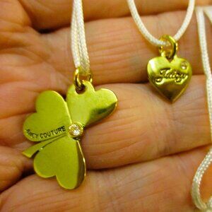 JUICY COUTURE Shamrock Heart Charm Necklaces~ NOS Juicy Couture BFF Necklaces